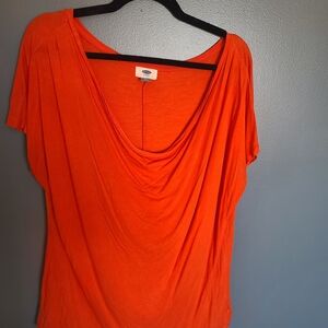 Old Navy Women's Bright Orange Drape Neck Tee